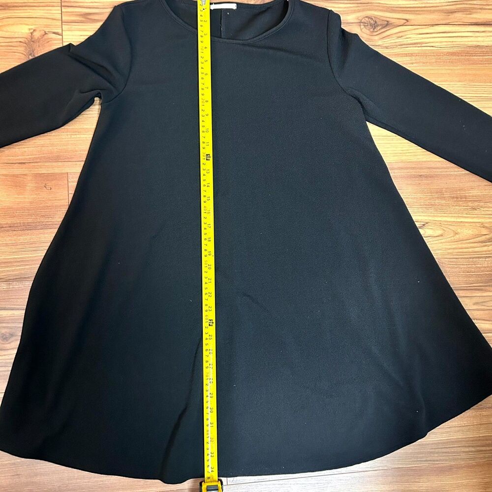 A.Gain Mini Dress Women Medium Black Elbow Patches Long Sleeve Modest Minimalist - Picture 9 of 9